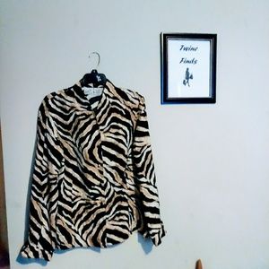 Jacqueline Ferrar Women's Blouse Sz 8 Black Gold